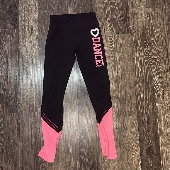 Justice girls size 10 leggings- set of 2 pink & black and purple & gray - Picture 2 of 8